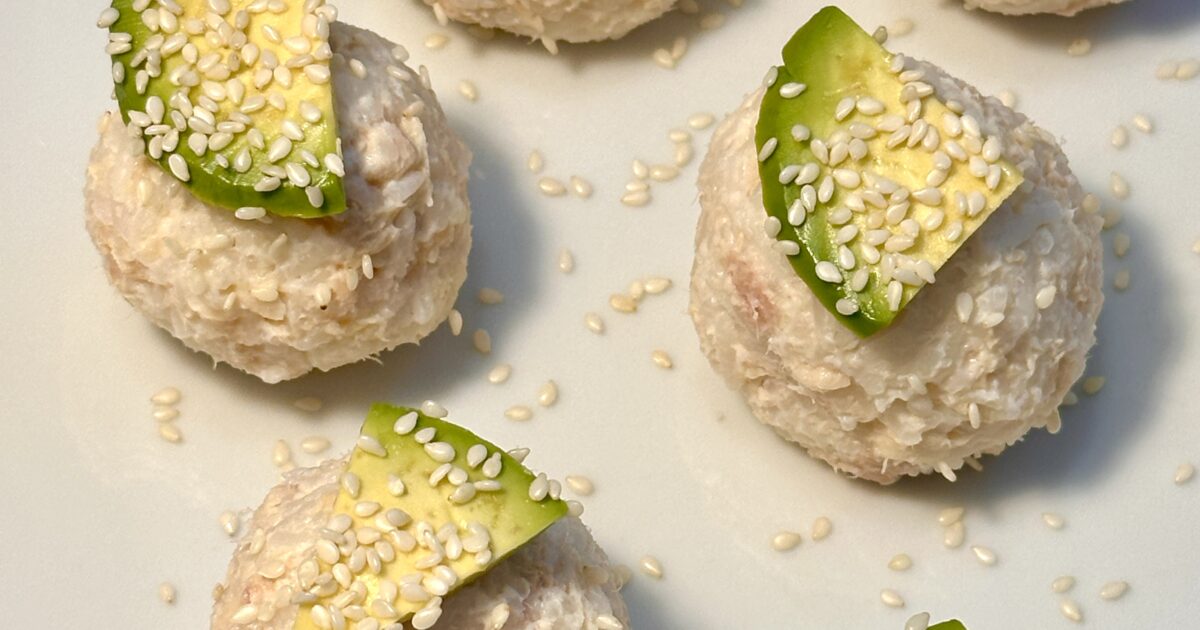 Tuna rice balls with avocado