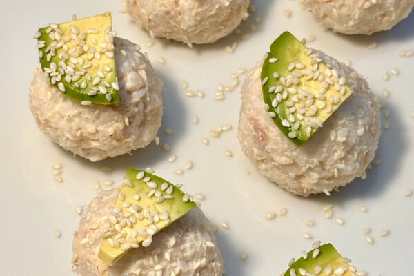 Tuna rice balls with avocado